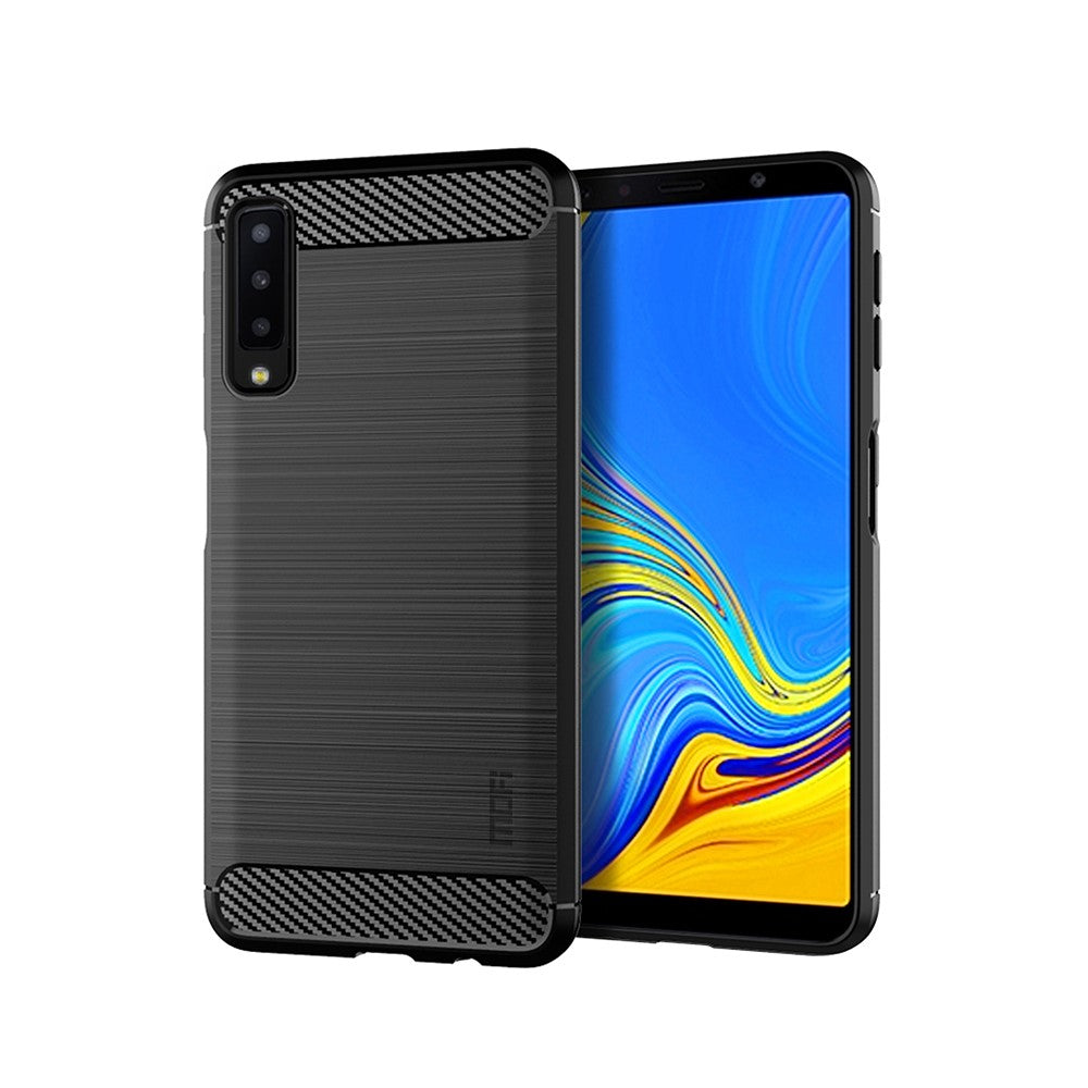 MOFI Carbon Fiber Texture Brushed TPU Back Case for Samsung Galaxy A7 (2018)