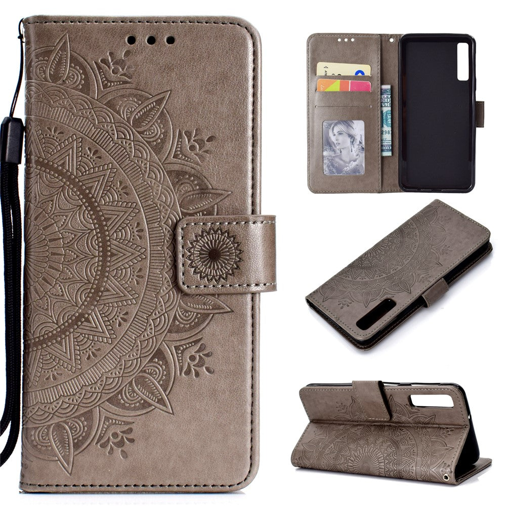 Imprinted Mandala Pattern Wallet Leather Mobile Case for Samsung Galaxy A7 (2018) A750