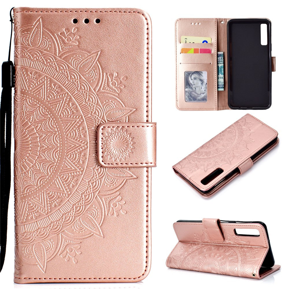 Imprinted Mandala Pattern Wallet Leather Mobile Case for Samsung Galaxy A7 (2018) A750