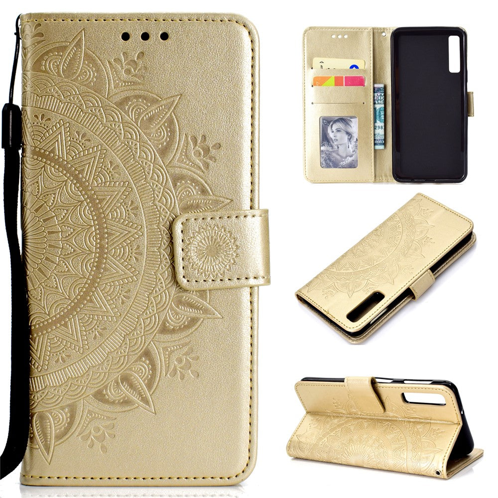 Imprinted Mandala Pattern Wallet Leather Mobile Case for Samsung Galaxy A7 (2018) A750