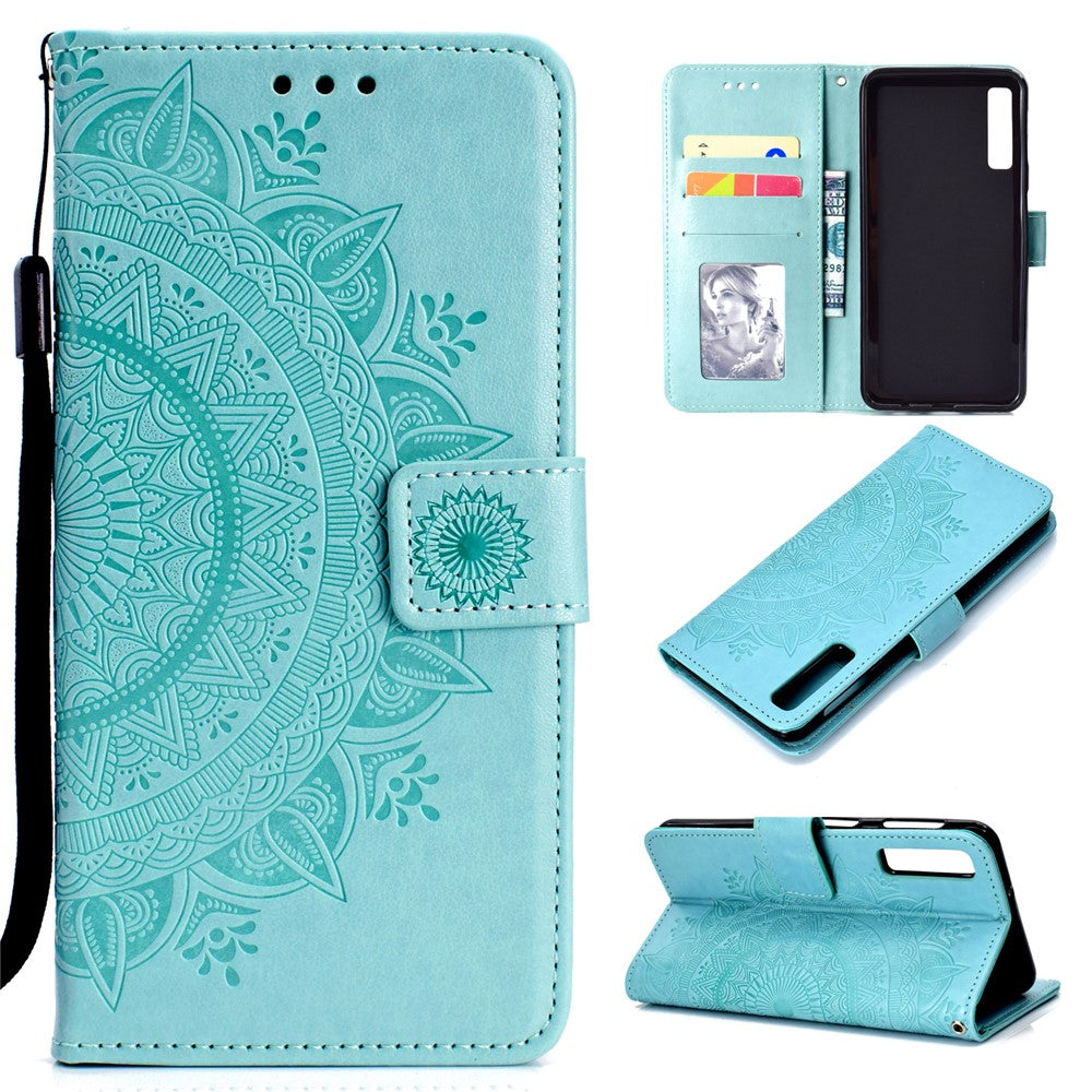 Imprinted Mandala Pattern Wallet Leather Mobile Case for Samsung Galaxy A7 (2018) A750