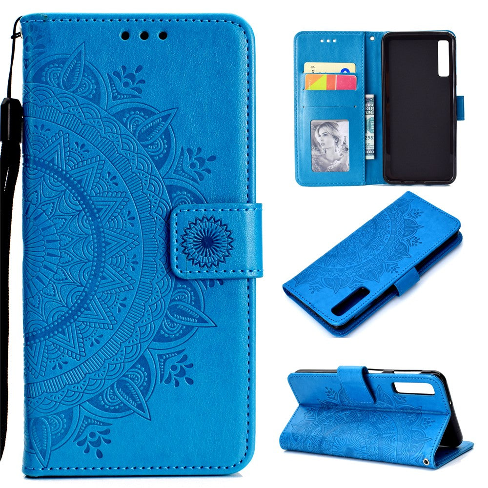 Imprinted Mandala Pattern Wallet Leather Mobile Case for Samsung Galaxy A7 (2018) A750
