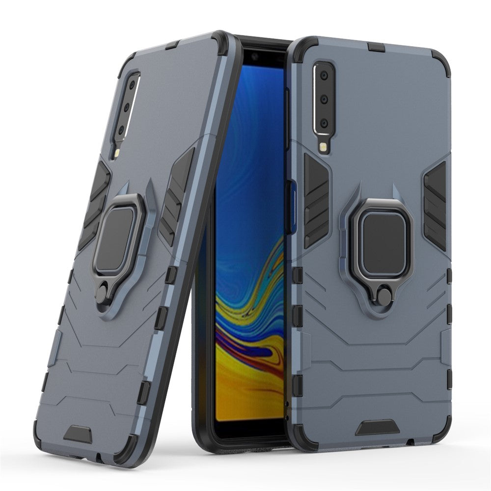 Cool Guard Ring Holder Kickstand PC TPU Hybrid Cover for Samsung Galaxy A7 (2018)