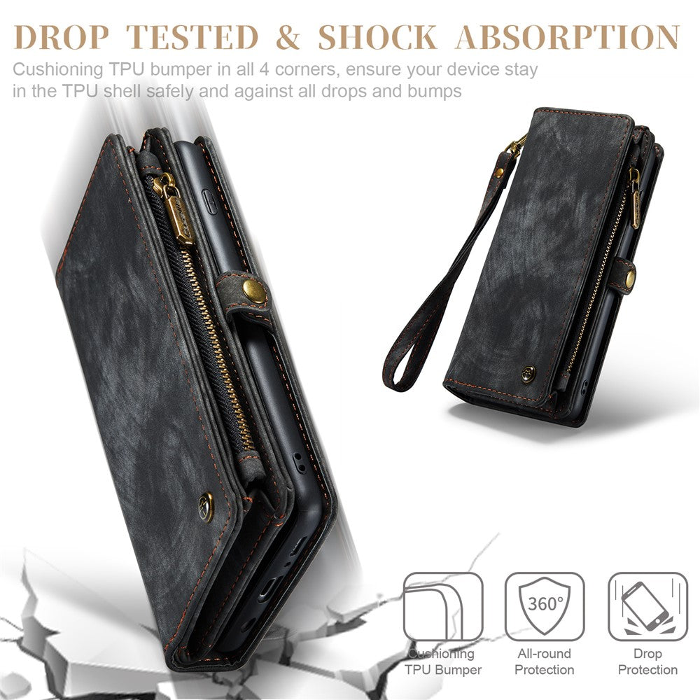 CASEME 008 Series Detachable 2-in-1 Zipper Wallet PU Leather Mobile Case for Samsung Galaxy S10 Plus