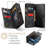 CASEME 008 Series Detachable 2-in-1 Zipper Wallet PU Leather Mobile Case for Samsung Galaxy S10 Plus