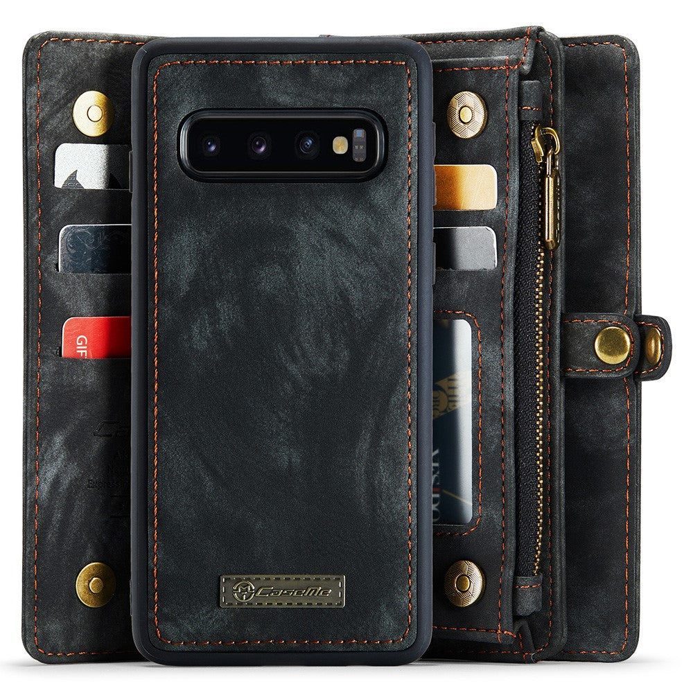 CASEME 008 Series Detachable 2-in-1 Zipper Wallet PU Leather Mobile Case for Samsung Galaxy S10 Plus