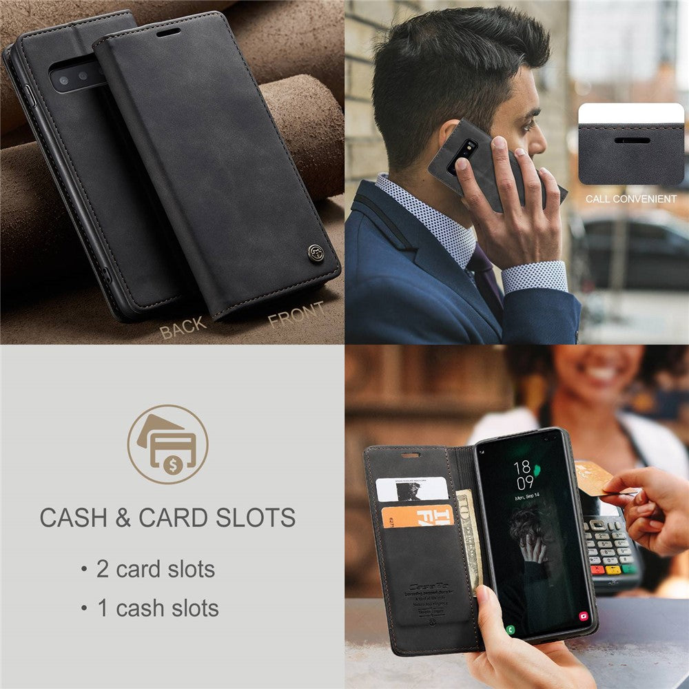 CASEME 013 Series PU Lædercover [Auto-absorberet] [Pungstativ] til Samsung Galaxy S10 Plus