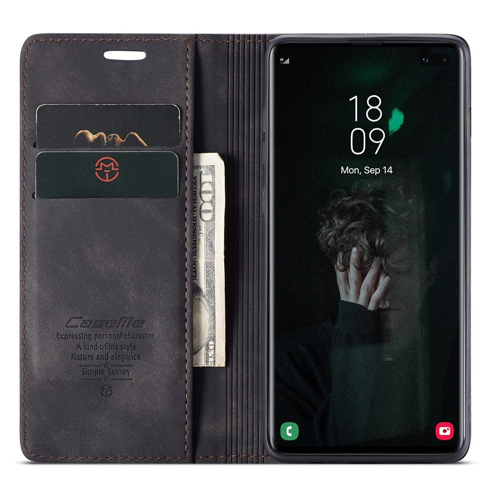 CASEME 013 Series PU Lædercover [Auto-absorberet] [Pungstativ] til Samsung Galaxy S10 Plus