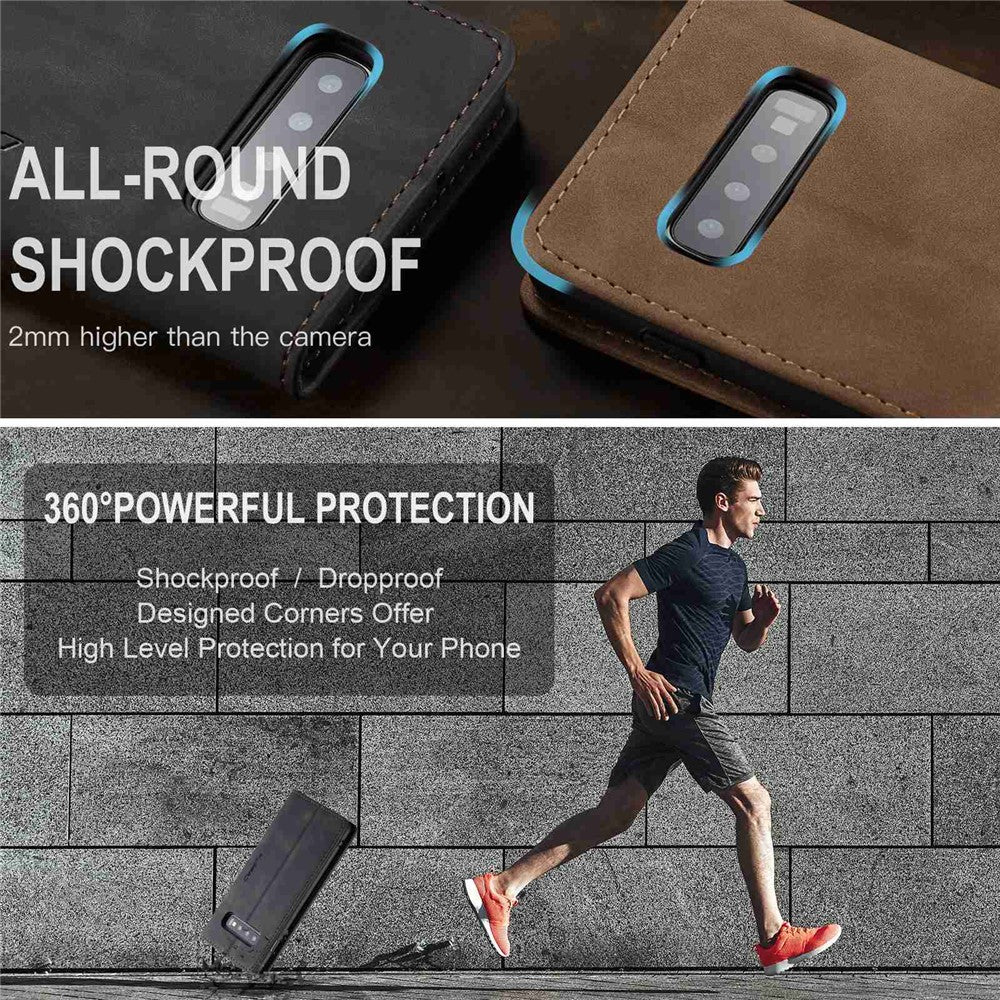 CASEME 013 Series PU Lædercover [Auto-absorberet] [Pungstativ] til Samsung Galaxy S10 Plus
