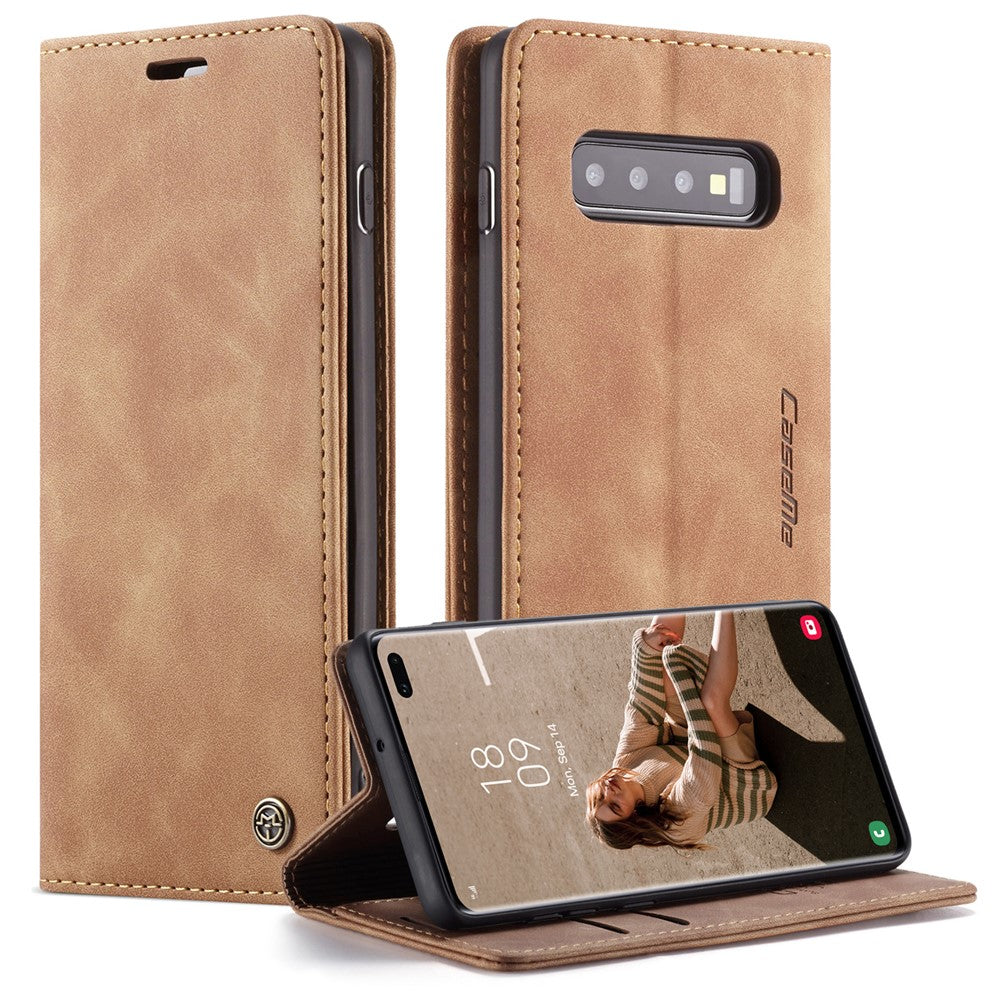 CASEME 013 Series PU Lædercover [Auto-absorberet] [Pungstativ] til Samsung Galaxy S10 Plus