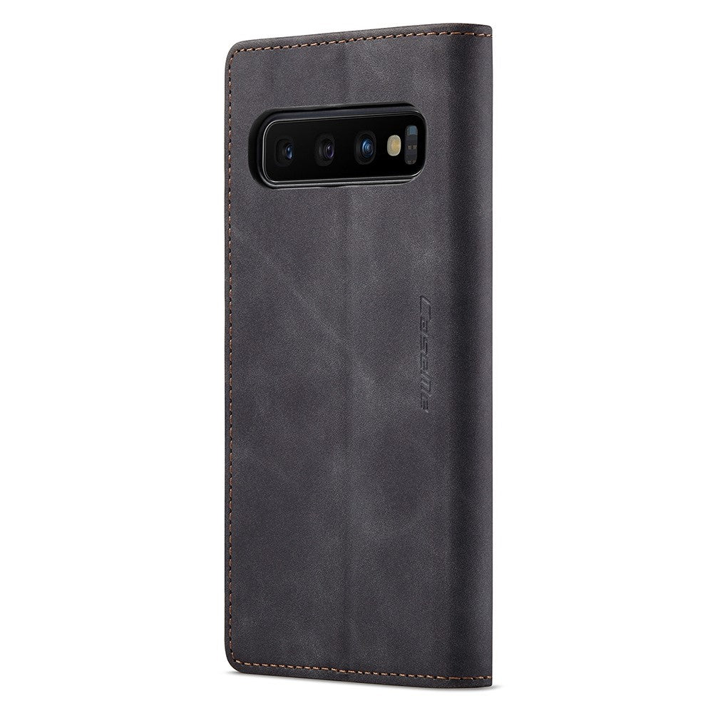 CASEME 013-serien til Samsung Galaxy S10 PU-læderetui [Automatisk absorberende] [Kortholder og støttefod]