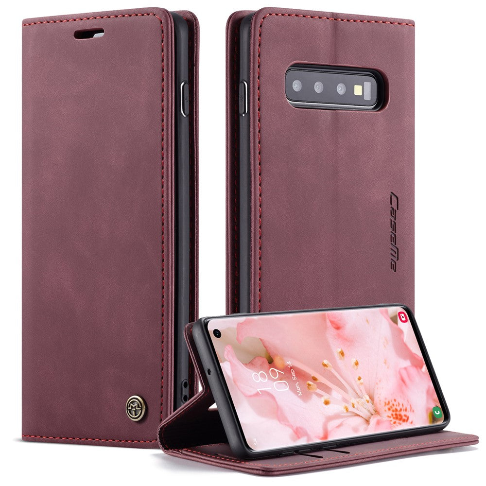 CASEME 013-serien til Samsung Galaxy S10 PU-læderetui [Automatisk absorberende] [Kortholder og støttefod]