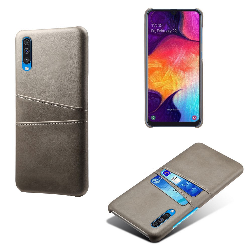 Dual Card Slots PU Leather Coated PC Mobile Phone Shell for Samsung Galaxy A50 / A50s / A30s