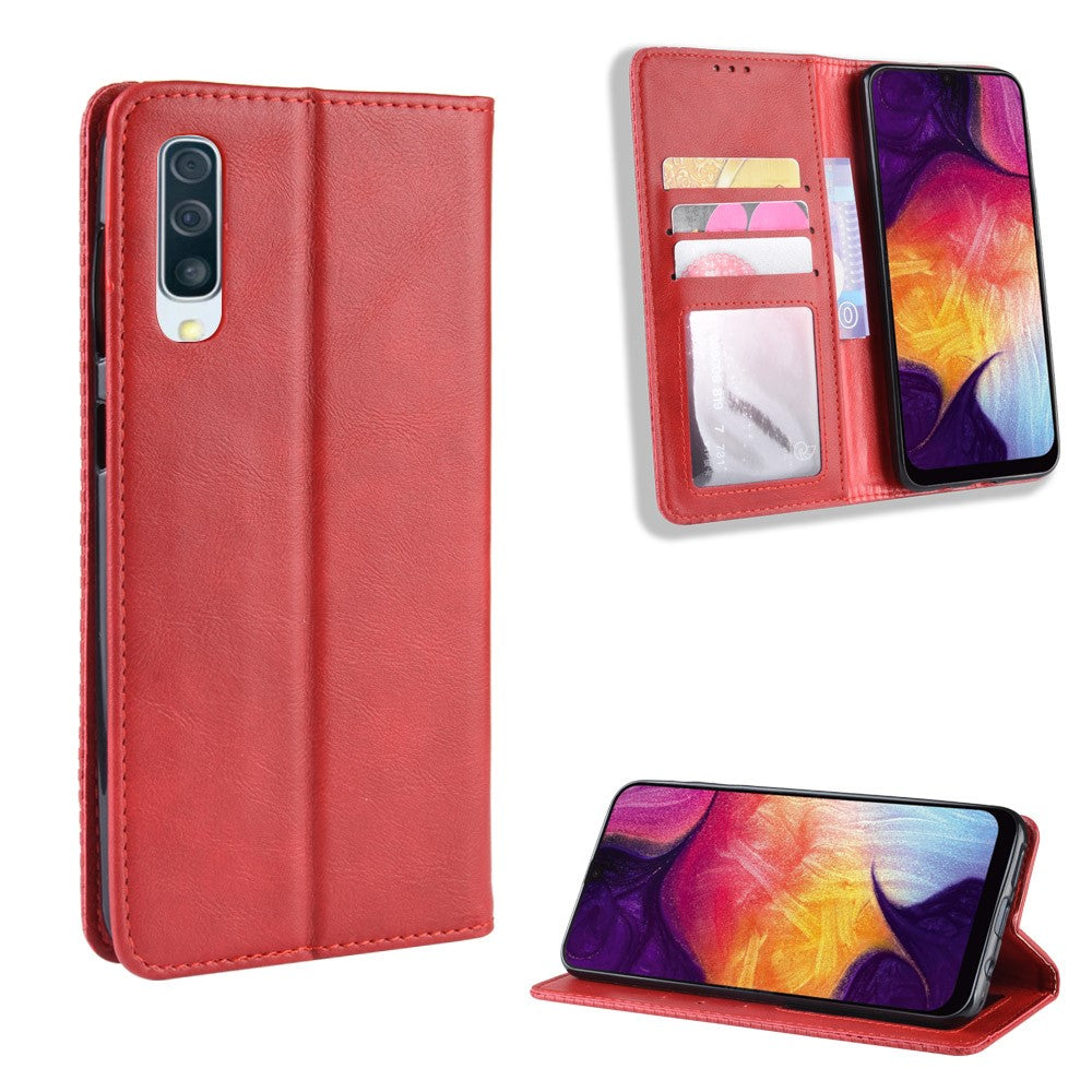 Pungcover i PU-læder i vintagestil til Samsung Galaxy A50 / A50s / A30s