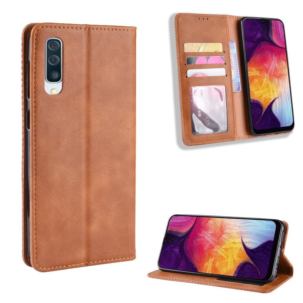 Pungcover i PU-læder i vintagestil til Samsung Galaxy A50 / A50s / A30s