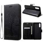 Imprint Tree Owl Wallet Stand Leather Phone Casing for Samsung Galaxy A50 / A50s / A30s