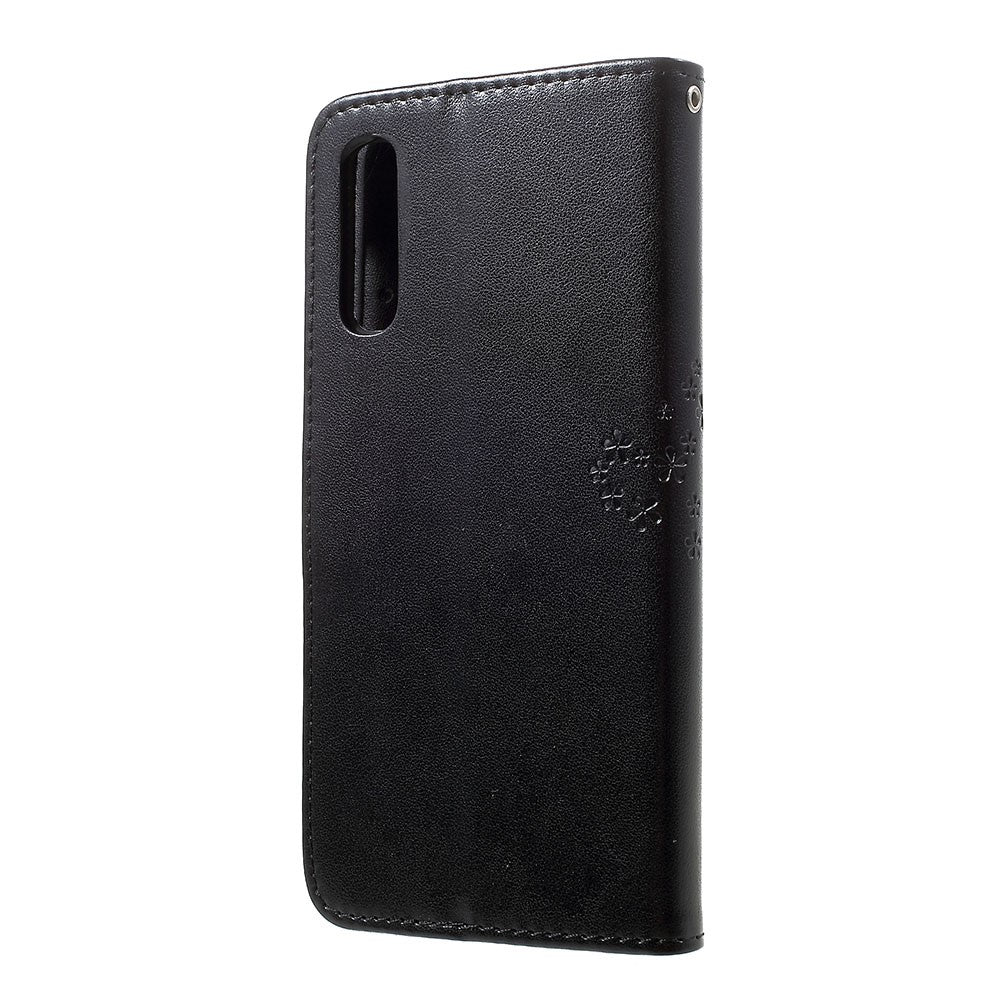 Imprint Tree Owl Wallet Stand Leather Phone Casing for Samsung Galaxy A50 / A50s / A30s