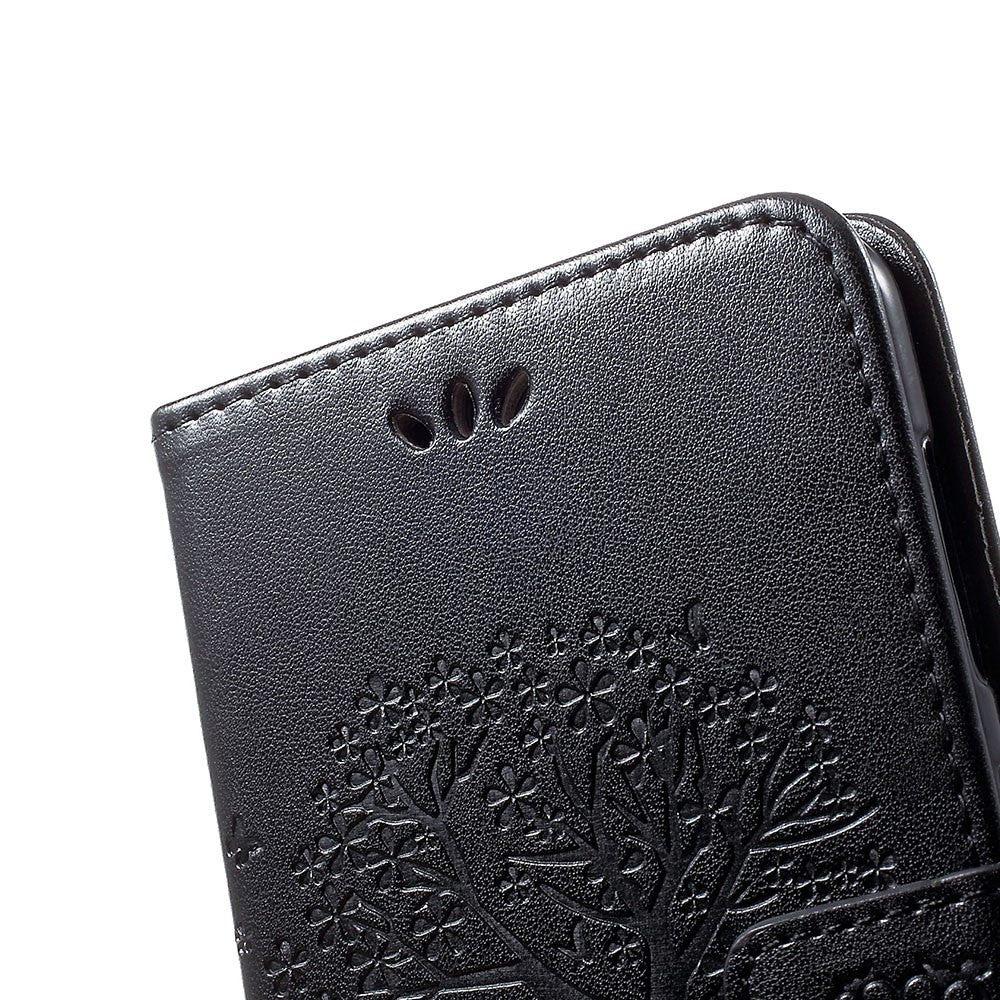 Imprint Tree Owl Wallet Stand Leather Phone Casing for Samsung Galaxy A50 / A50s / A30s