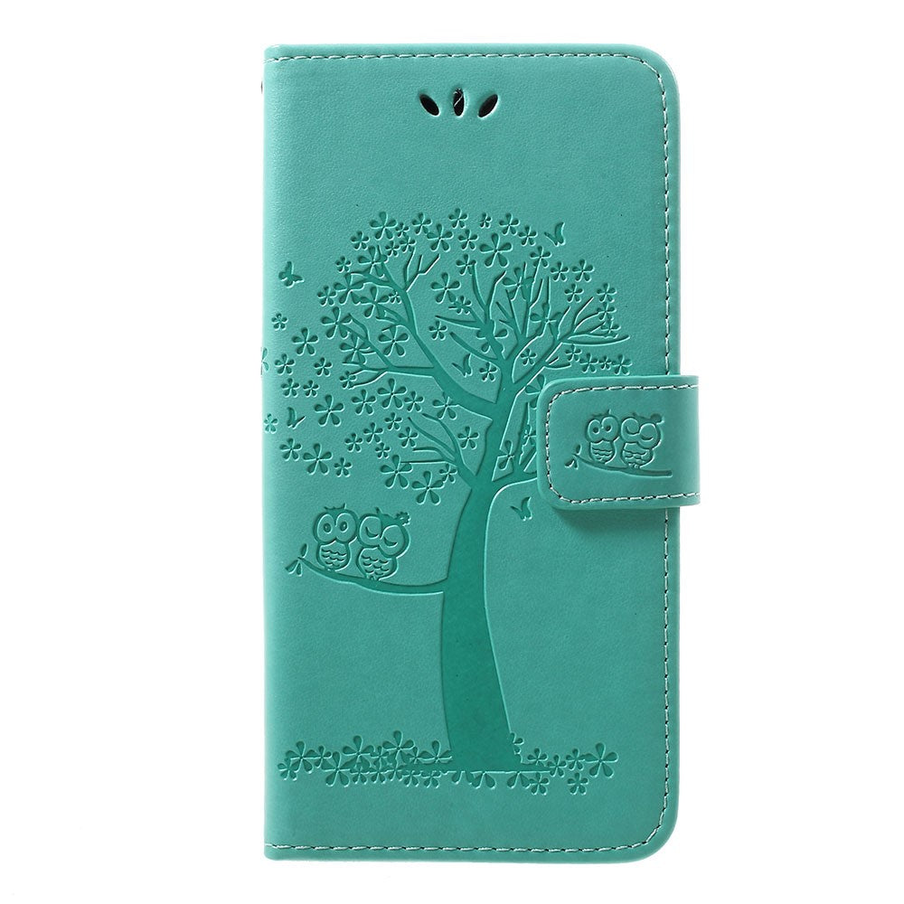 Imprint Tree Owl Wallet Stand Leather Phone Casing for Samsung Galaxy A50 / A50s / A30s
