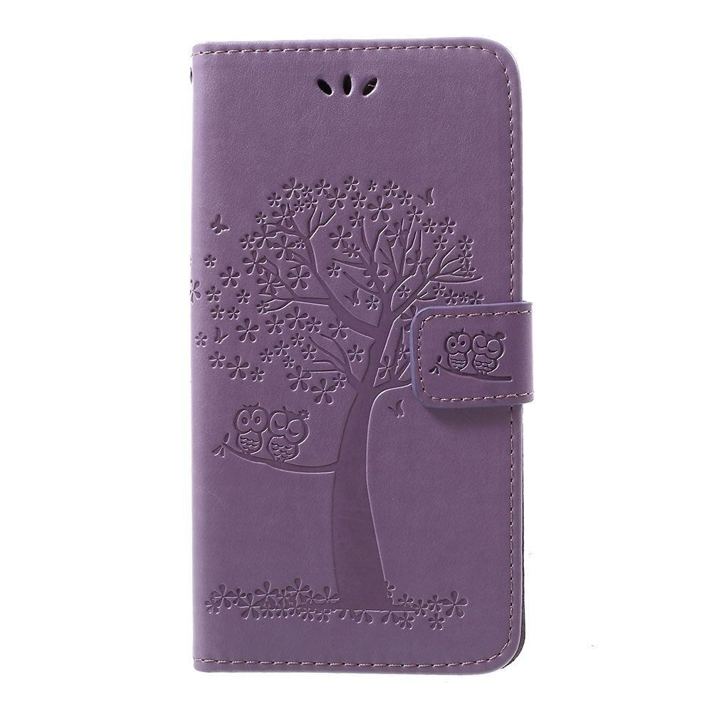 Imprint Tree Owl Wallet Stand Leather Phone Casing for Samsung Galaxy A50 / A50s / A30s
