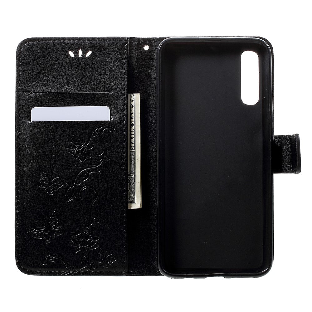Imprint Butterfly Flowers Leather Wallet Stand Case for Samsung Galaxy A50 / A50s / A30s