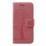 Imprint Tree Owl Leather Wallet Case for Samsung Galaxy A40