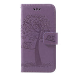 Imprint Tree Owl Leather Wallet Case for Samsung Galaxy A40