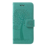 Imprint Tree Owl Leather Wallet Case for Samsung Galaxy A40
