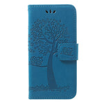 Imprint Tree Owl Leather Wallet Case for Samsung Galaxy A40