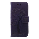 Imprint Tree Owl Leather Wallet Case for Samsung Galaxy A40