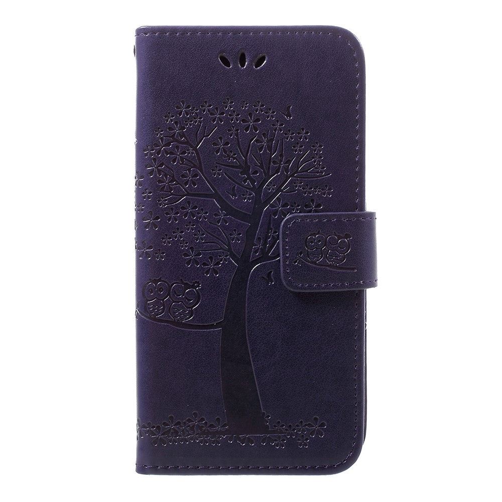 Imprint Tree Owl Leather Wallet Case for Samsung Galaxy A40