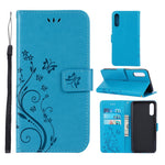 Præg sommerfugleblomst læderpung etui til Samsung Galaxy A50 / A50s / A30s
