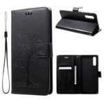 For Samsung Galaxy A70 Imprint Tree Owl Leather Wallet Stand Mobile Cover