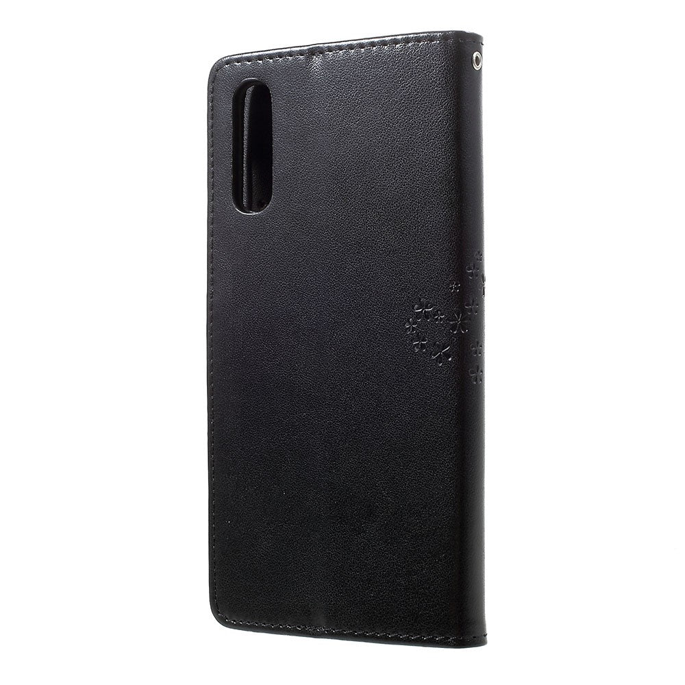 For Samsung Galaxy A70 Imprint Tree Owl Leather Wallet Stand Mobile Cover