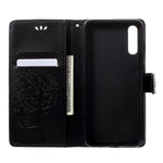 For Samsung Galaxy A70 Imprint Tree Owl Leather Wallet Stand Mobile Cover