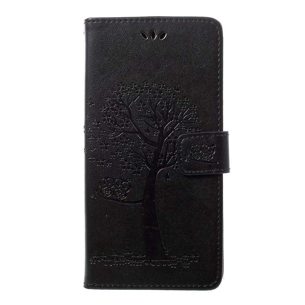 For Samsung Galaxy A70 Imprint Tree Owl Leather Wallet Stand Mobile Cover