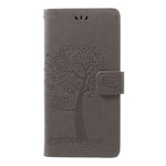 Samsung Galaxy A70 Imprint Tree Owl Läderplånboksfodral Mobilskal