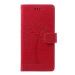 Samsung Galaxy A70 Imprint Tree Owl Läderplånboksfodral Mobilskal