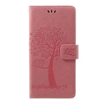 For Samsung Galaxy A70 Imprint Tree Owl Leather Wallet Stand Mobile Cover