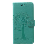 For Samsung Galaxy A70 Imprint Tree Owl Leather Wallet Stand Mobile Cover