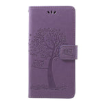 For Samsung Galaxy A70 Imprint Tree Owl Leather Wallet Stand Mobile Cover