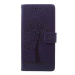 Samsung Galaxy A70 Imprint Tree Owl Läderplånboksfodral Mobilskal