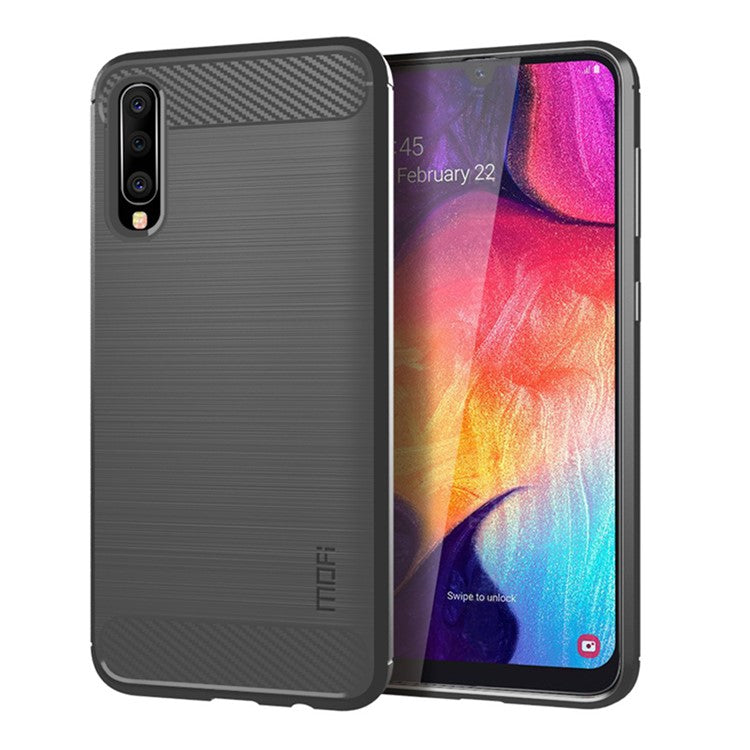 MOFI Kolfiberstruktur Borstad TPU mobilskal för Samsung Galaxy A70