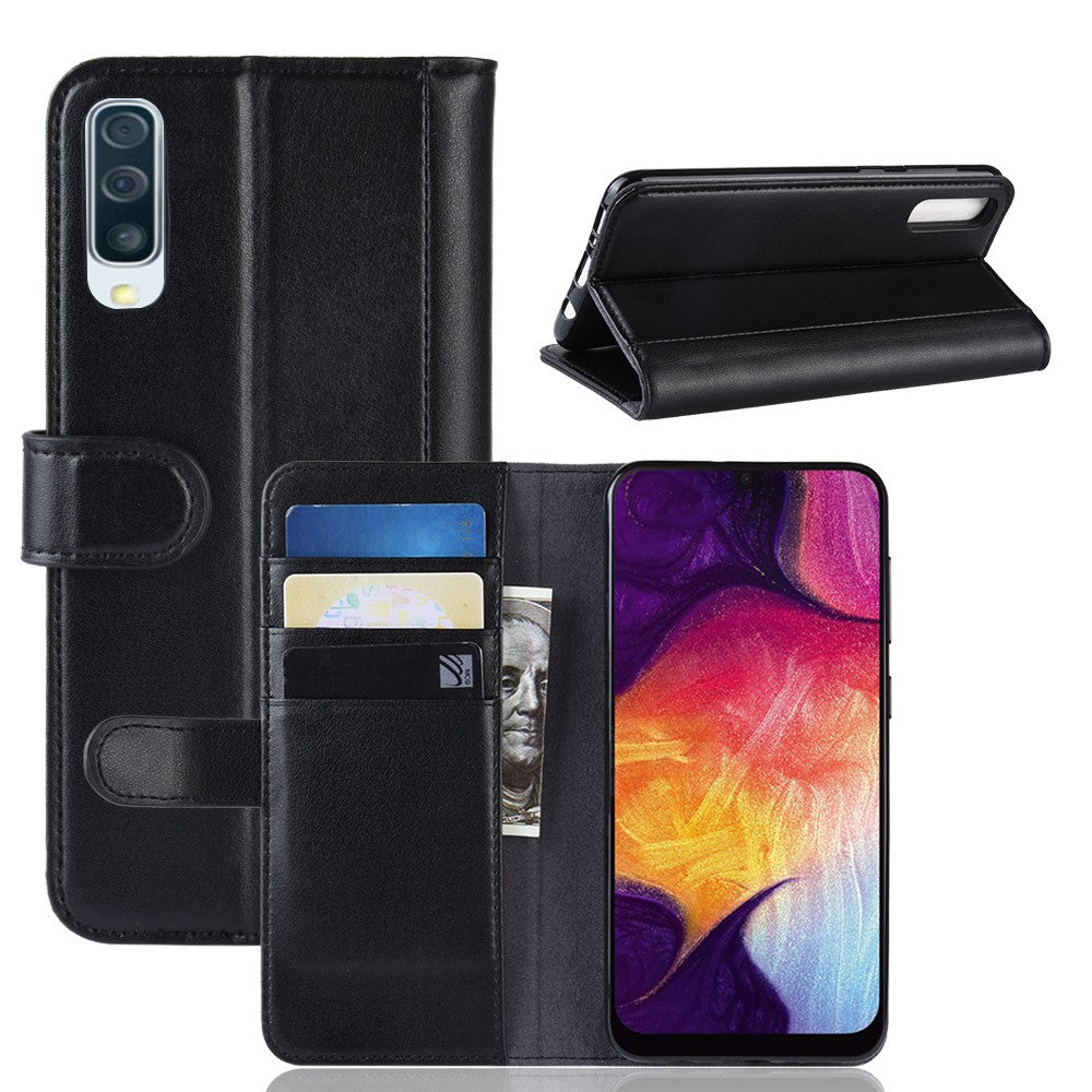 For Samsung Galaxy A50 / A50s / A30s Phone Cases Genuine Split Leather Wallet Mobile Cover Stand