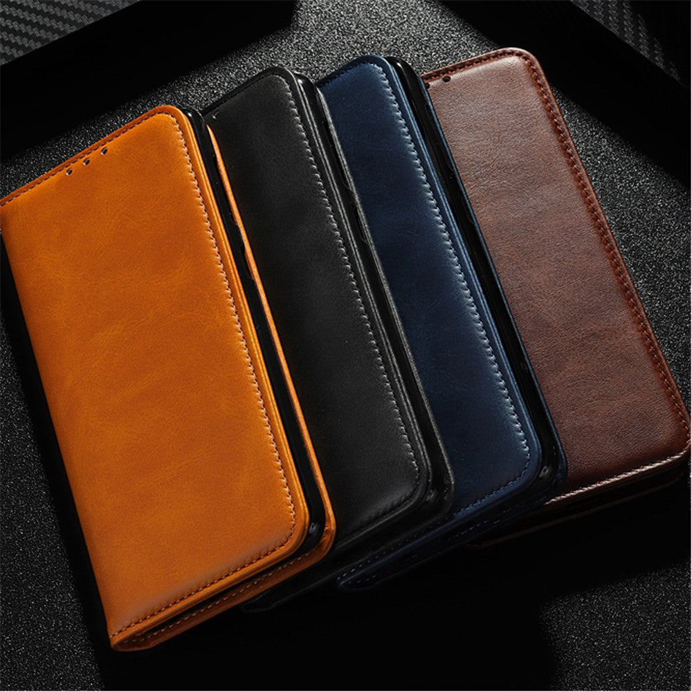 Auto-Absorbed Split Leather Wallet Mobile Phone Cover for Samsung Galaxy A40