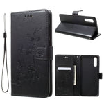 Præg sommerfugle blomster læderpung stander cover til Samsung Galaxy A70