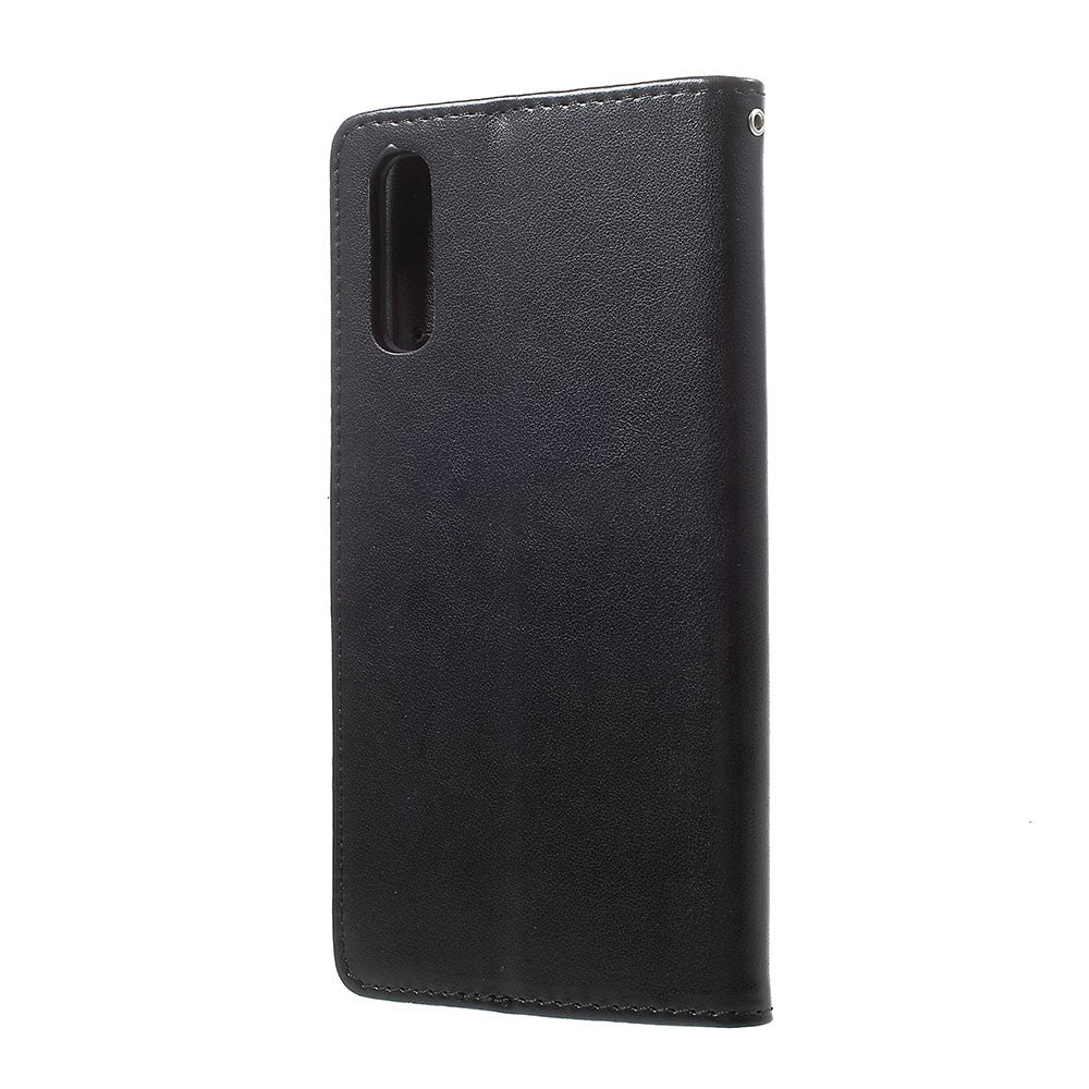 Præg sommerfugle blomster læderpung stander cover til Samsung Galaxy A70