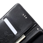 Præg sommerfugle blomster læderpung stander cover til Samsung Galaxy A70