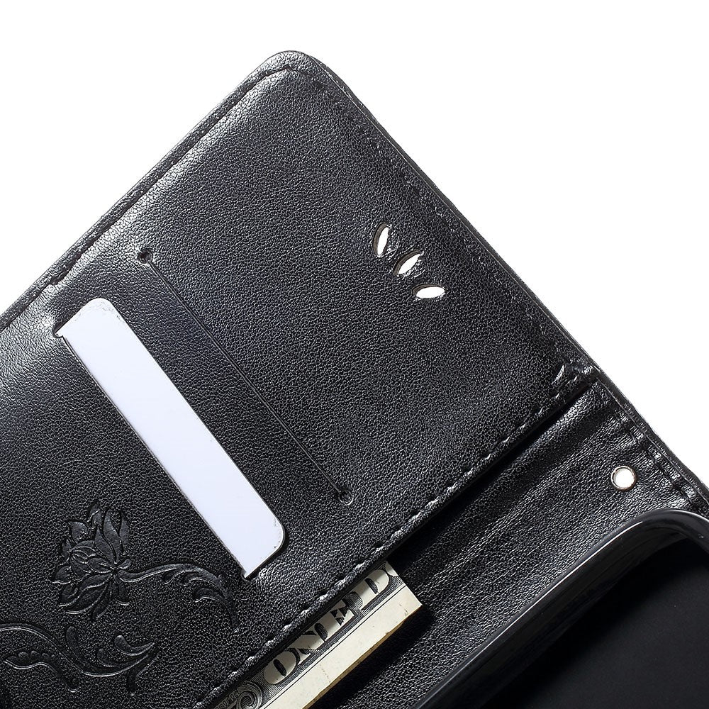 Præg sommerfugle blomster læderpung stander cover til Samsung Galaxy A70