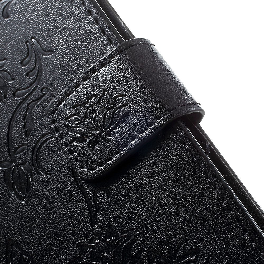 Præg sommerfugle blomster læderpung stander cover til Samsung Galaxy A70
